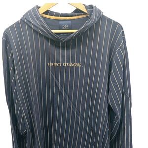 D&F Ricky Singh Perfect Strangers Hoodie Navy Gold Pinstripe Lightweight Large